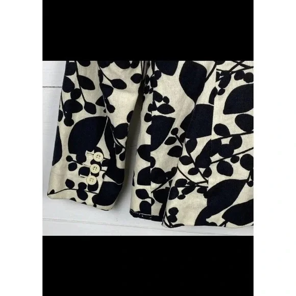 VTG Chadwick Classics Women's 4P Linen Cotton Blazer Jacket Ivory Black Floral - Picture 6 of 7